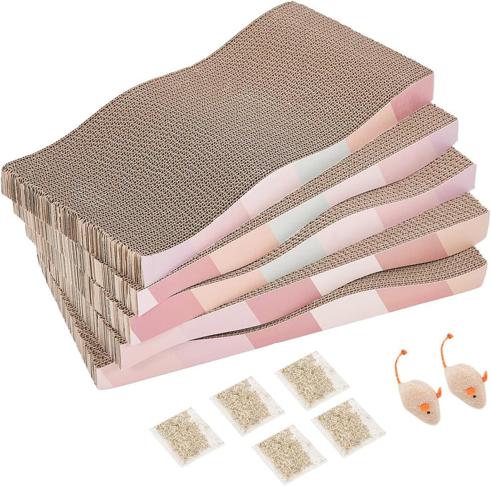 Cat Scratching Board cat Scratcher Cat Scratch Pad Cardboard cat scratchers for Indoor Cats Reversible Large Wide Corrugated with Catnip(2pcs)