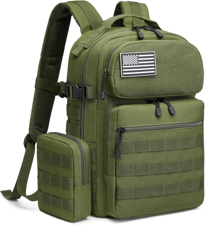 G4Free 25L Small Backpack Fits 15" Laptop, Tactical Work Back Pack Travel Bag for Men, Dark Green