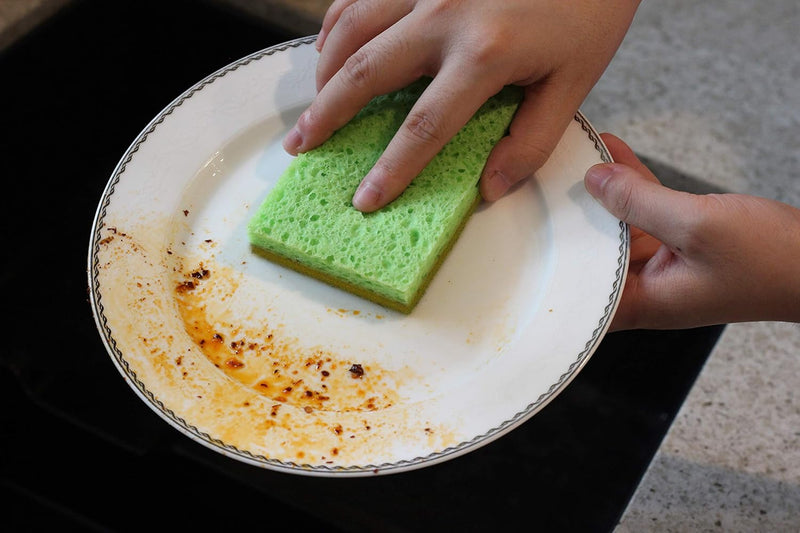 SCRUBIT 24 Pack Natural Sponges - Biodegradable Compostable Cellulose and Coconut Natural Sponges for Dishes, Eco Friendly Non Toxic Kitchen Sponge
