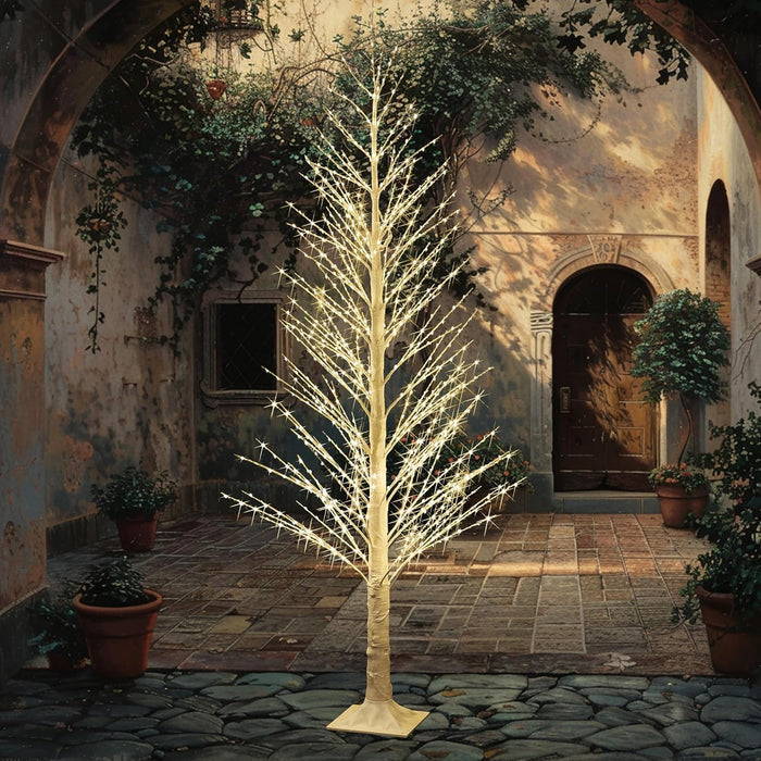 5FT Lighted Birch Tree with Twinkle Lights, 580 LED Warm White Lights, LED Lighted Christmas Tree for Indoor Outdoor Home Room Wedding Party Christmas Decor