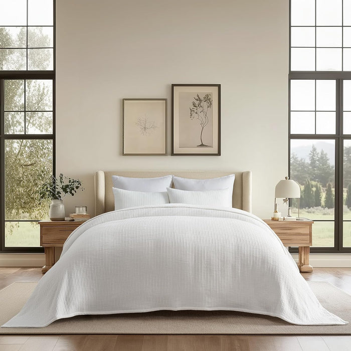 EVERGRACEHOME Cotton Gauze Full Queen Bedspread, Ultra Soft Prewashed Pick Stitch Matelassé Coverlet, Lightweight Oversized Queen Quilt Bedding Set for All Season, w/ 2 Shams, Terracotta Clay