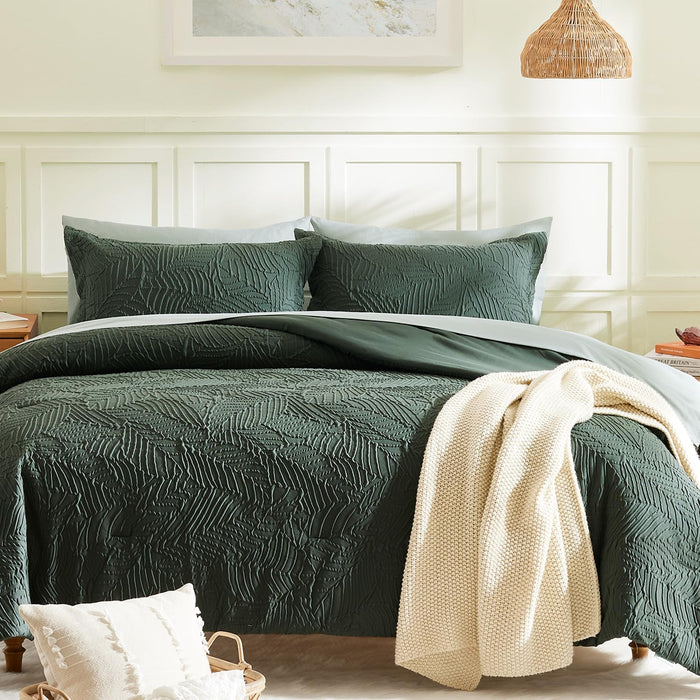 Geniospin Queen Comforter Set - 7 Pieces Purple Bedding Set, Botanical Textured Fall Comforter Set, All Season Comfortable Bed in a Bag with Comforter, Sheets, Pillowcases & Shams