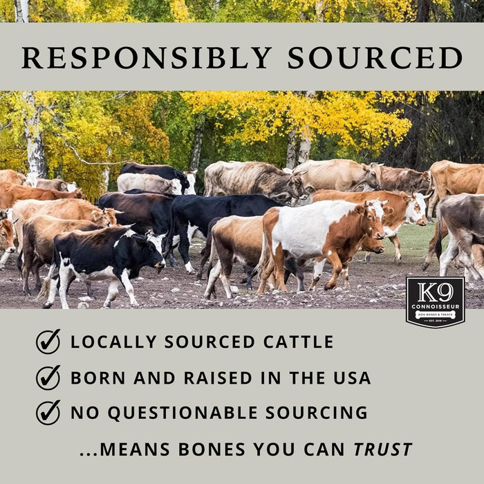 K9 Connoisseur Dog Bones Made in USA for Large Breed Aggressive Chewers All Natural Long Lasting Meaty Mammoth Marrow Filled Bone Chew Treat Best for Dogs Over 50 Pounds (4 Pack)