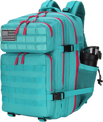25L Tactical Military Backpack Small Travel Rucksack for Men and Women Assault Pack Bug Out Bag Molle Daypack Gym Backpack with Bottle Holder (Neon Teal)