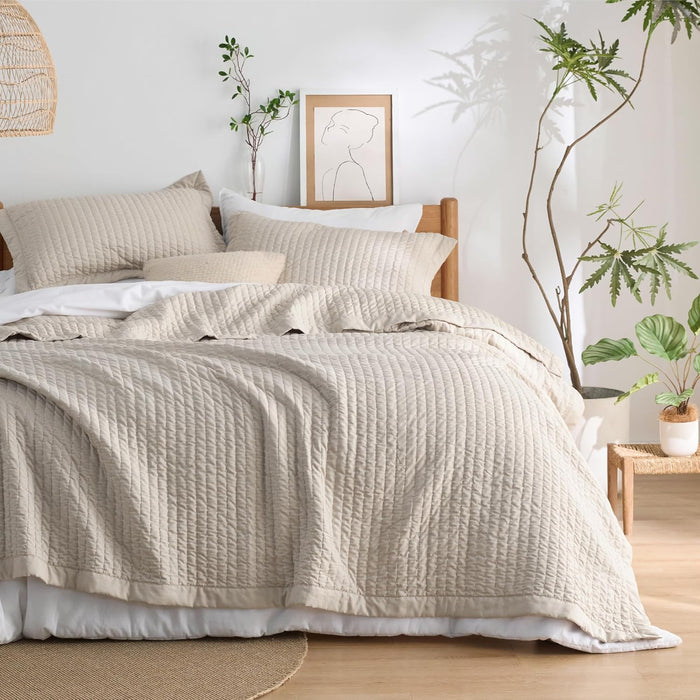 Bedsure Quilts Queen Size - Queen Quilt Bedding Set Bedspread Coverlet Comforter, Lightweight Corduroy Pattern Bedspread, 3-Piece Set with 90"x96" Coverlet & 2 Pillow Shams, All-Season Soft Microfiber
