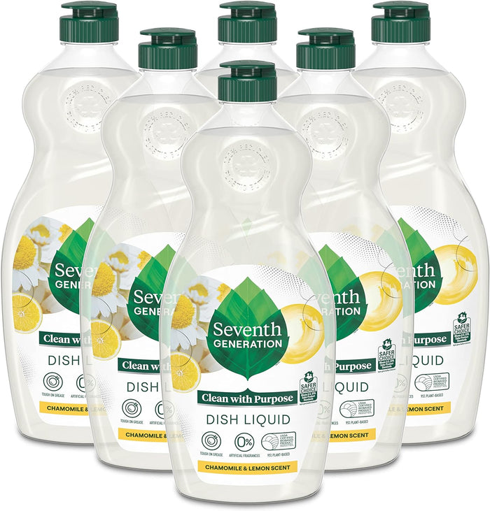 Seventh Generation Dish Liquid Soap Free & Clear liquid soap Pack of 6 Dishwashing Soap Dish Soap for sensitive skin 19 oz