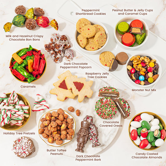 Gift Tower, Candy Gift Basket, Assortment Tray Box- Men, Women, Children Kids & Families- Chocolate- Bonnie and Pop (Christmas)