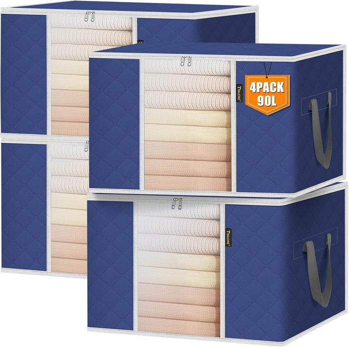 BALEINE 6 Pack Clothes Storage Bags, 16 Gallon Storage Containers with Reinforced Handle, Sturdy Zipper, Closet Organizer for Blanket, Comforter, Pillow, Bedding (Grey, 6 Pack)