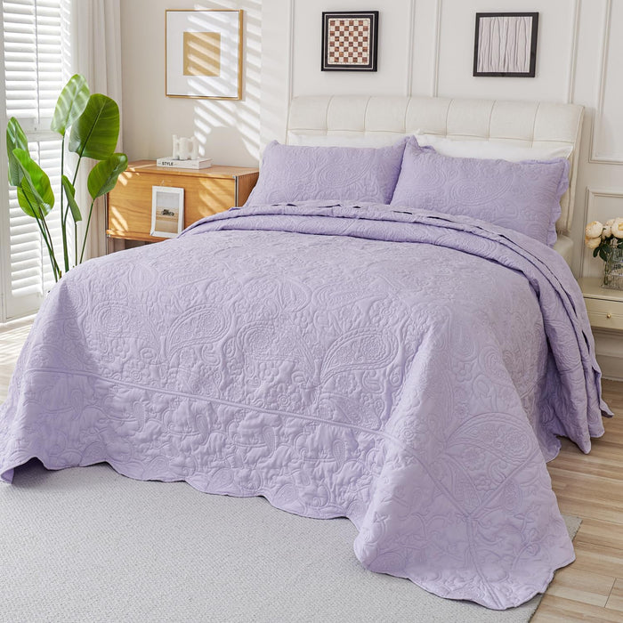 EVENHUG Oversized King Quilt California King Size Lightweight Bedding Set Reversible Bedspread Coverlets for All Seasons 3 Piece (Beige 120"x120")