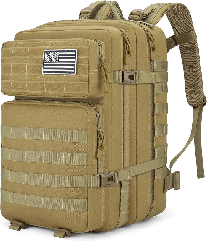 45L Large Gear Tactical Military Rucksack – Durable, Water Resistant, MOLLE Assault Pack for 3 Day Trips, Daily, for Men Women(Black)