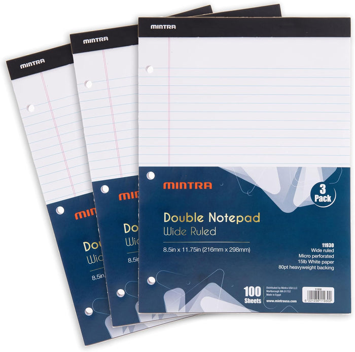 Mintra Office Legal Writing Pads – White Narrow Ruled Paper for Writing & Note-Taking – Ideal Notepads for Business, College, School & Office Use – 8.5" x 11" (6 Pack)
