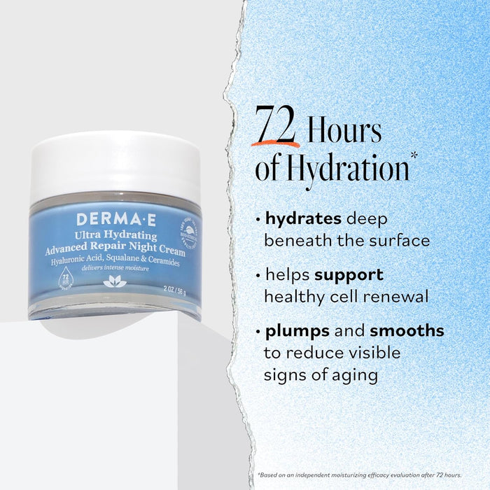 Derma E Ultra Hydrating Day & Night Cream Set – Moisturizer Duo with Hyaluronic Acid, Squalane & Ceramides for Nourished, Replenished Skin – Gentle Daily and Overnight Facial Care