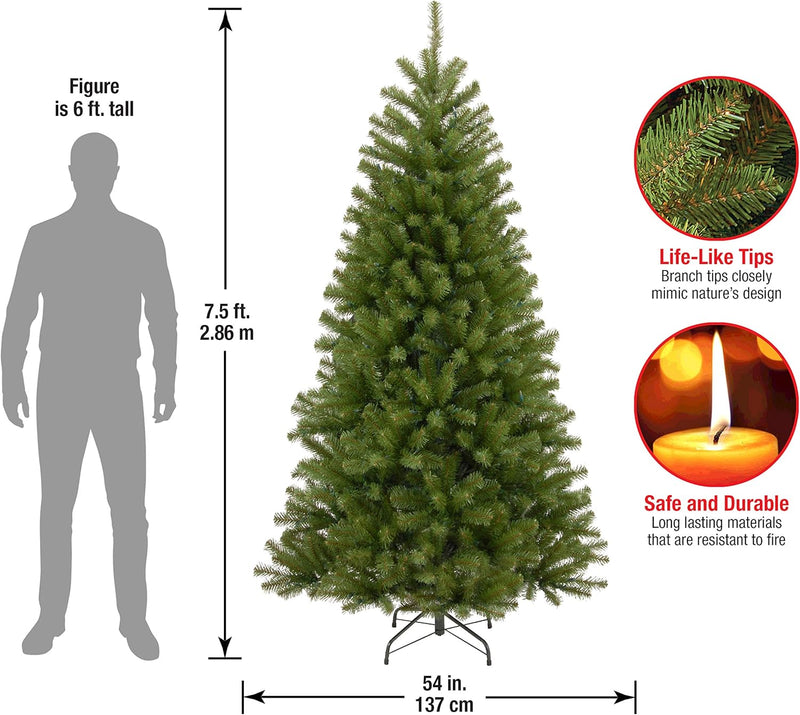 National Tree Company Artificial Full Christmas Tree, Green, North Valley Spruce, Includes Stand, 7.5 Feet