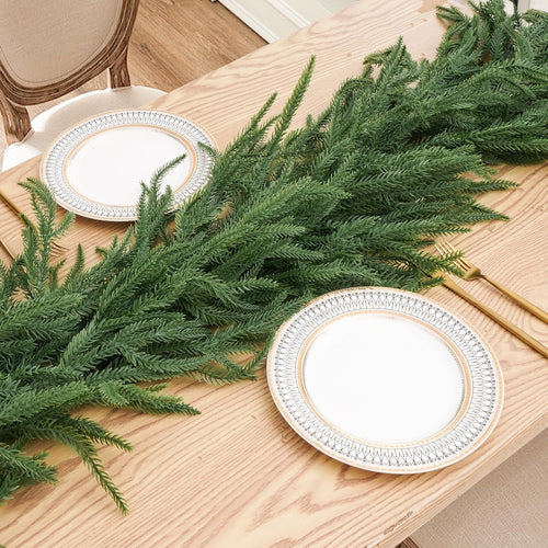 9FT Artificial Norfolk Pine Garland, Realistic Christmas Greenery Garland for Mantle, Staircase, Banister, Fireplace, Wall, Door, Table, Indoor & Outdoor Holiday Xmas Decortions
