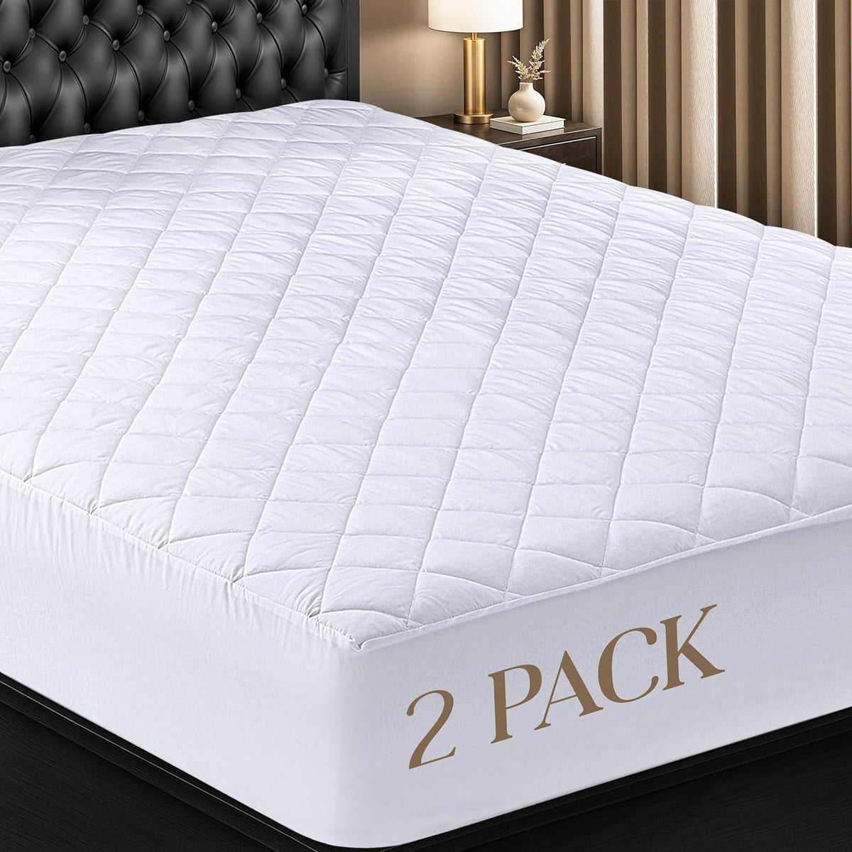 Utopia Bedding Quilted Fitted Mattress Pad, King Size, Elastic Fitted Mattress Topper Protector and Cover Stretches up to 16 Inches Deep, Machine Washable (White)
