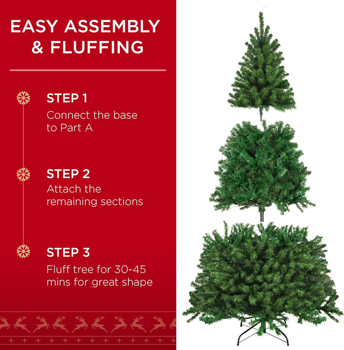 Best Choice Products 6ft Pre-Lit Spruce Artificial Holiday Christmas Tree for Home, Office, Party Decoration w/ 250 Incandescent Lights, 798 Branch Tips, Easy Assembly, Metal Hinges & Foldable Base