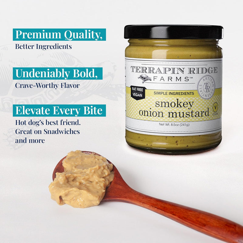 Terrapin Ridge Farms Smokey Onion Mustard – Gourmet Mustard for Burgers, Brats, Sandwiches & More – 8.5 oz Jar