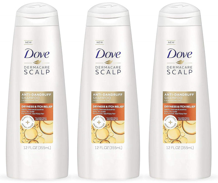 Dove Damage Therapy Derma Shampoo Dryness + Itch for Flaky Scalp with Pyrithione Zinc and Coconut Oil 12 Fl Oz
