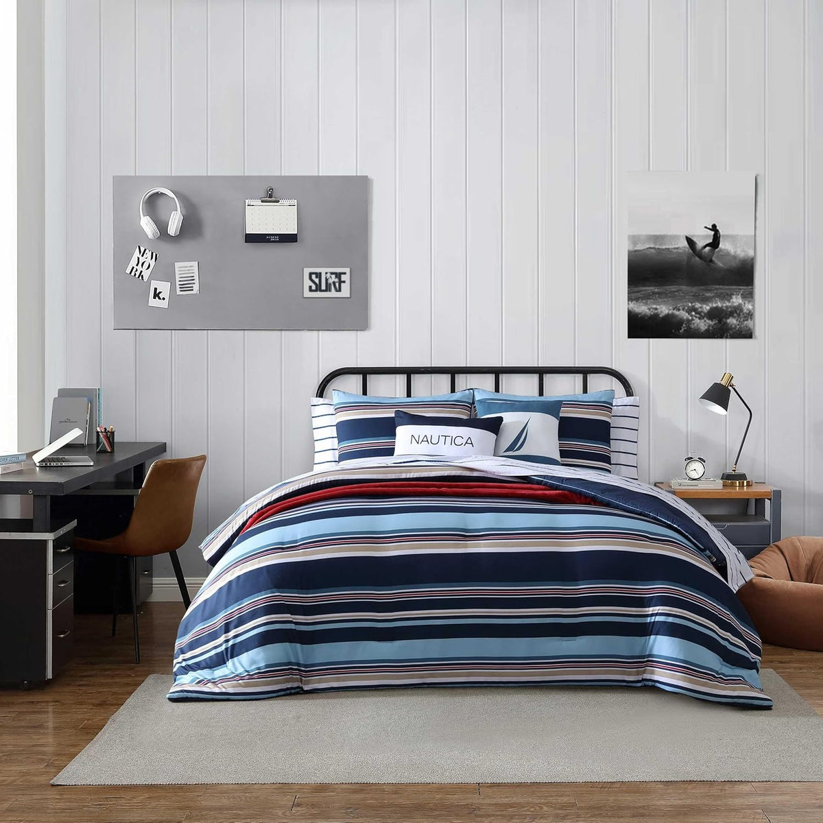 Nautica - Twin/Twin XL Comforter Set, Soft Brushed Bedding with a Relaxed Feel for Year-Round Use, 2 Piece Bed Set with Matching Pillowcase (Heathered Block Grey)