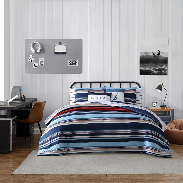 Nautica - Twin/Twin XL Comforter Set, Soft Brushed Bedding with a Relaxed Feel for Year-Round Use, 2 Piece Bed Set with Matching Pillowcase (Heathered Block Grey)