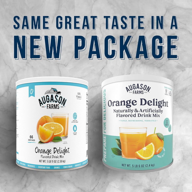 Augason Farms Orange Delight Drink Mix Can, Emergency Food Supply, Everyday Meals, 52 Servings
