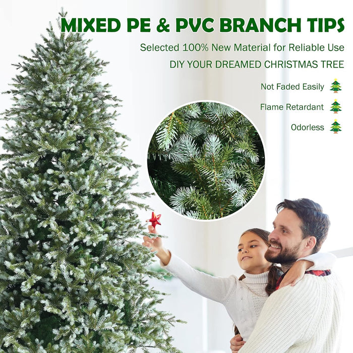 DORTALA Artificial Christmas Tree, 8FT Evergreen Xmas Tree with 1658 Branch Tips, Foldable Metal Stand, Green