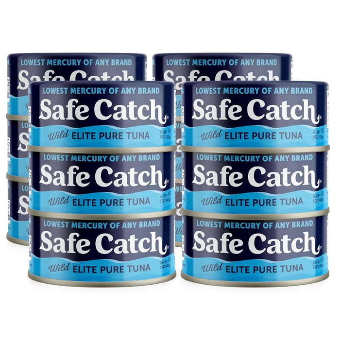 Safe Catch Canned Wild Tuna Fish, Wild Caught, Lowest Mercury, Gluten-Free, Kosher, Non-GMO, Whole30 Approved, Paleo, Keto Food, 5oz Can, 6-Pack