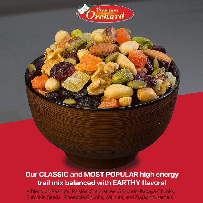 FRUIT NUT MIX TRAIL MIX by PREMIUM ORCHARD - Gourmet Trail Mix Bulk Blend of Mixed Nuts & Dried Fruit - Healthy Vegan Snacks, Snack Nut Mix, Plant Protein Source, Non-GMO, Natural - 18oz