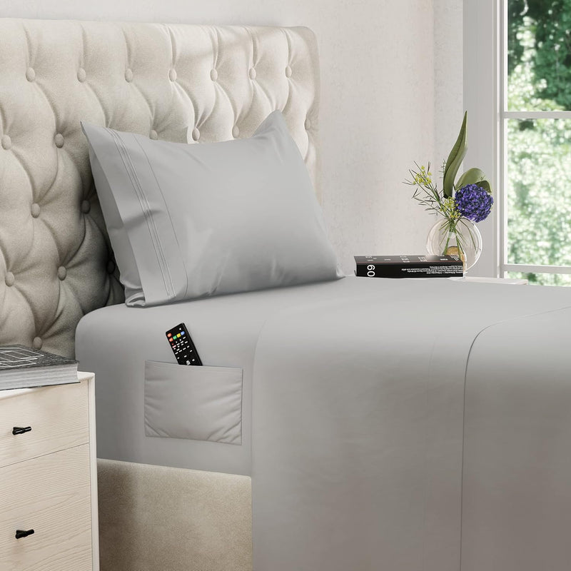 Twin XL Sheets 4pcs XL Twin Sheet Set Twin XL Fitted Sheet Extra Long Twin Sheets XL Twin Fitted Sheet Twin Extra Long Sheet Set Twin XL Bedding Twin XL Fitted Sheets XL Twin Sheets Twin XL Sheet Gray