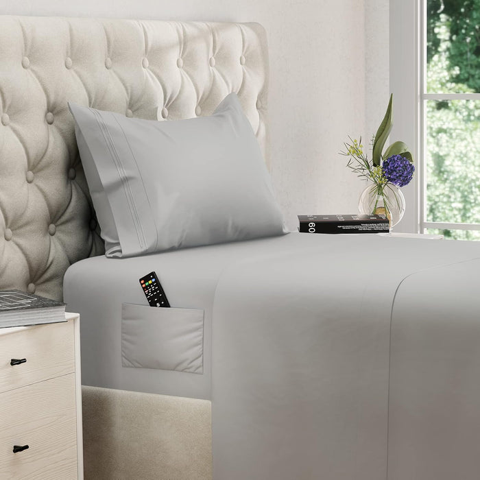 Twin XL Sheets 4pcs XL Twin Sheet Set Twin XL Fitted Sheet Extra Long Twin Sheets XL Twin Fitted Sheet Twin Extra Long Sheet Set Twin XL Bedding Twin XL Fitted Sheets XL Twin Sheets Twin XL Sheet Gray