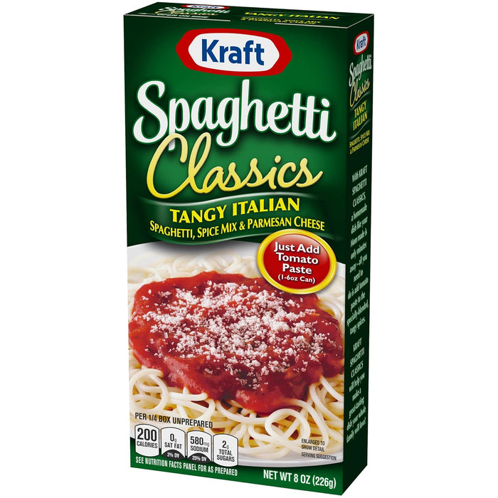 Kraft Spaghetti Classics Tangy Italian Spaghetti, Spices, & Parmesan Cheese Meal Mix, 8 oz Box