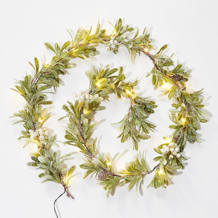 Brightown Pre-lit Christmas Garland with Lights, 6 Feet 20 LED Battery Operated Christmas Lights with Pine Cones, Berry, Eucalyptus Leaves, Indoor Christmas Decorations for Stairs, Fireplace, Door