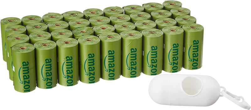 Amazon Basics Dog Poop Bags with Dispenser, 270 Count, Enhanced for Guaranteed Leakproof, Lavender Scented, Includes Leash Clip