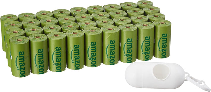 Amazon Basics Dog Poop Bags with Dispenser, 270 Count, Enhanced for Guaranteed Leakproof, Lavender Scented, Includes Leash Clip