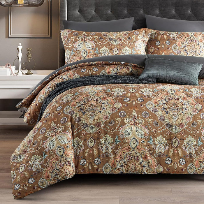 Cupocupa Duvet Cover Set;Duvet Cover Full Bedding Set Fluffy Boho Duvet Cover Set Paisley Floral Bedding Collection Duvet Cover with Pillowcases