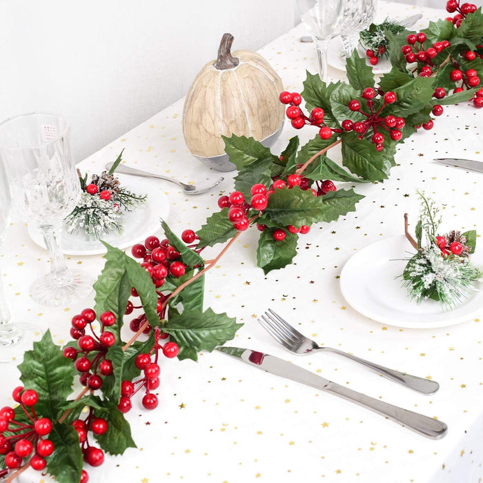 DearHouse 6FT Red Berry Christmas Garland, Flexible Artificial Berry Garland for Indoor Outdoor Home Fireplace Decoration for Winter Christmas Holiday New Year Decor