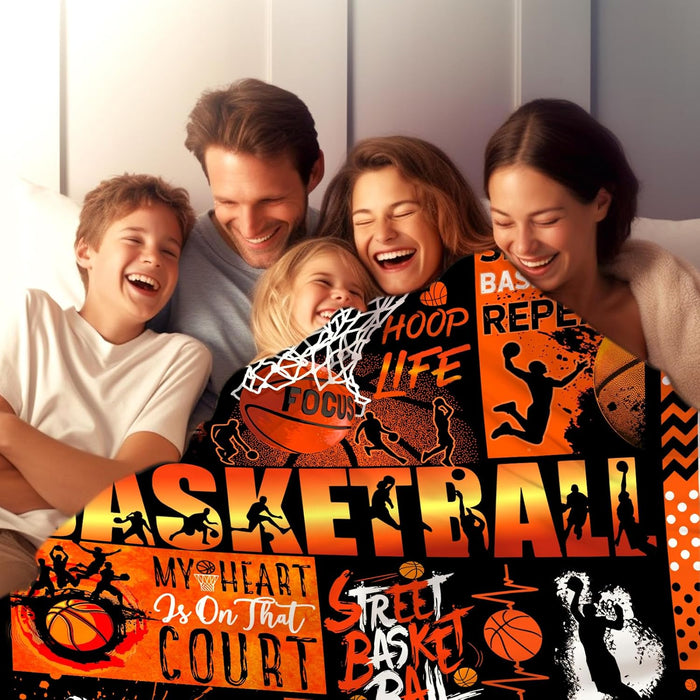 Basketball Blanket for Girls Boys Team,Warm Sport Ball Throw Blankets Bed Bedding Sofa Basketball Gifts for Adults Women Men Sport Lovers 50"X40"