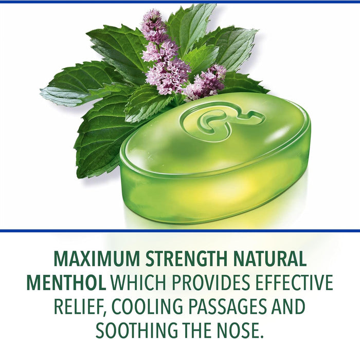 Ricola Max Cool Menthol Nasal Care Large Bag | Cough Suppressant Drops | Dual Action Liquid Center | Soothing Long-Lasting Relief - 34 Count (Pack of 1)