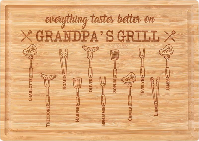 Personalized Bamboo Cutting Board for Kitchen with Juice Groove | 3 Sizes Engraved Charcuterie Boards for Meat Vegetables Fruits | Housewarming Gifts New Home (Engraved Wreath Monogram)