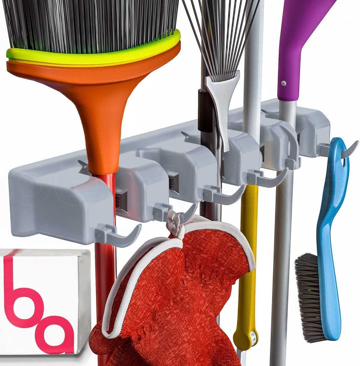 EXTRA GRIP Mop & Broom Holder Wall Mount - Wall Hanging Garden Tool & Utility Closet Organizer, Mop & Broom Hook, Broom Hanger Wall Mount, Mop Broom Organizer, Wall Mounted Broom Rack Mop Storage