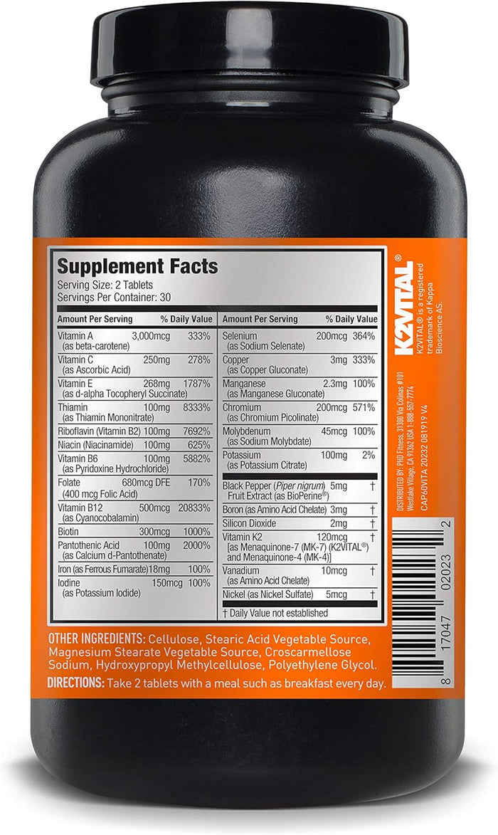 JYM Supplement Science Vita JYM Sports Multivitamin & Mineral Support, Vitamin A, C, B6, B12, E, K, Boron, Biotin, Potassium 60 Tablets