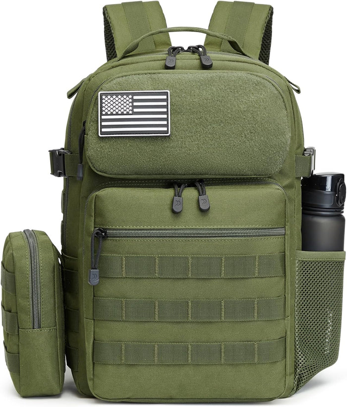 G4Free 25L Small Backpack Fits 15" Laptop, Tactical Work Back Pack Travel Bag for Men, Dark Green