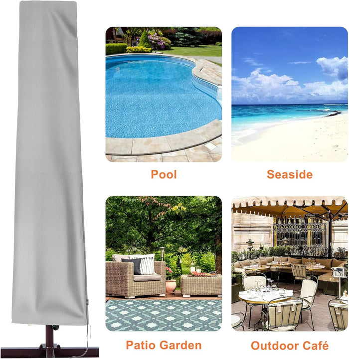 Patio Umbrella Covers, 420D Oxford Waterproof Umbrella Cover with Zipper for 8ft to 13ft Garden Outdoor Umbrella