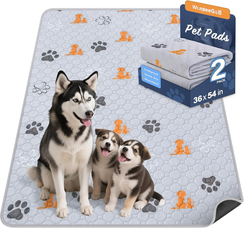 Washable Pee Pads for Dogs, 4 Pack Absorbent Reusable Training Dog Pads Pet Puppy Pads, Non-Slip Potty Pads for Whelping, Playpen, Crate, Bed, Grey 18"x24"