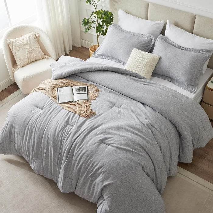 CozyLux King Size Comforter Set - 3 Pieces Beige Soft Luxury Cationic Dyeing Bedding Comforter for All Season, Breathable Lightweight Fluffy Boho Bed Sets with 1 Comforter and 2 Pillow Shams