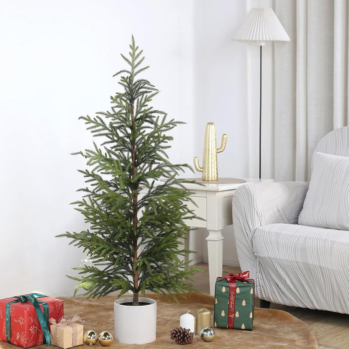 4ft Christmas Norfolk Pine Tree Artificial Christmas Tree Faux Potted Plants for Front Porch Christmas Indoor Outdoor Decor