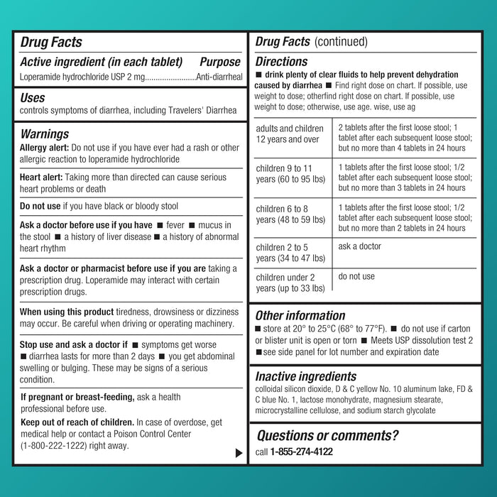 Amazon Basic Care Loperamide Hydrochloride Tablets, 2 mg, Anti-Diarrheal, 24 Count (Pack of 1) (Packaging may vary)