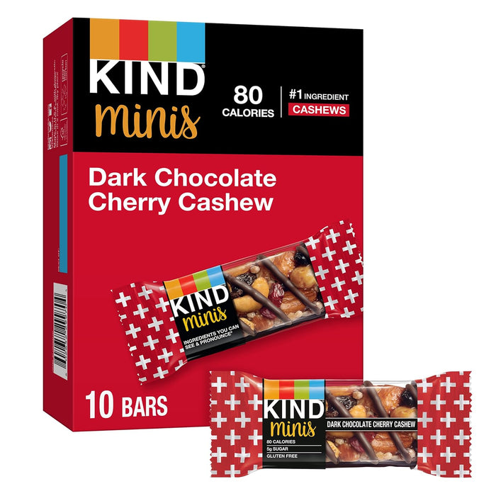 KIND Minis, Dark Chocolate Nuts & Sea Salt, Healthy Snacks, Gluten Free, Low Calorie Snacks, Low Sugar, 10 Count