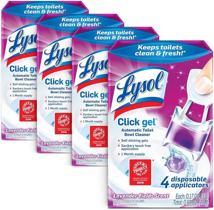 Lysol Click Gel Automatic Toilet Bowl Cleaner, Toilet Gel Stamp, Toilet Freshener, Bathroom Essentials, Refreshing Mango & Hibiscus Scent, 6 Count (Pack of 1)