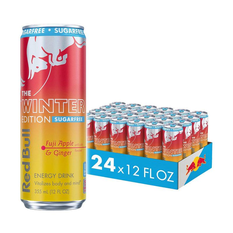Red Bull Sugar-Free Fuji Apple and Ginger Winter Edition Energy Drink, with 80mg Caffeine plus Taurine & B Vitamins, 8.4 Fl Oz, Pack of 24 Cans